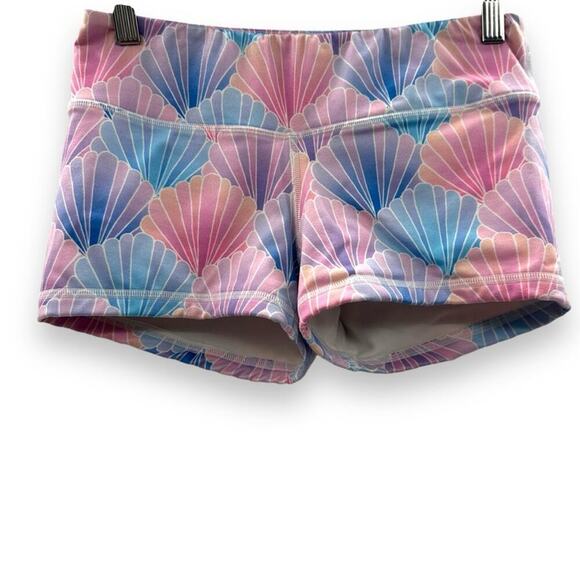 Fleo Pink, Blue & Purple Mermaid Shell Print Low Rise Activewear Shorts Sz S - Picture 1 of 9